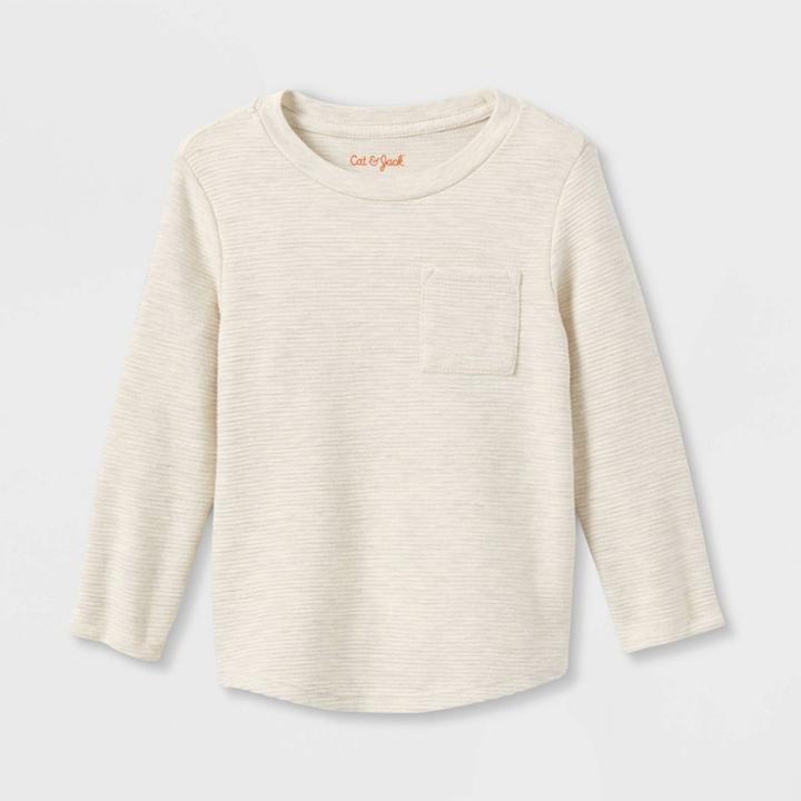 Toddler Boys' Ottoman Long Sleeve Knit T-shirt - Cat & Jack Cream
