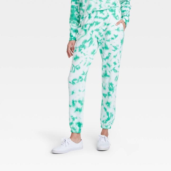 Grayson Threads Women's Lucky Tie-dye Wash Graphic Jogger Pants - Green