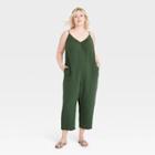 Women's Plus Size Sleeveless Gauze Jumpsuit - Universal Thread Green