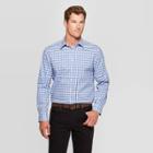 Men's Plaid Standard Fit Long Sleeve Dress Button-down Shirt - Goodfellow & Co Blue
