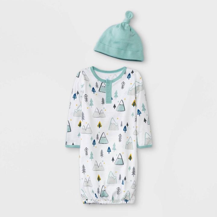 Baby Boys' 2pc 'adventure Awaits' Nightgown With Hat - Cloud Island Green Newborn
