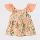 Toddler Girls' Tropical Floral Button-front Blouse - Art Class Peach