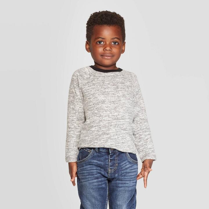 Toddler Boys' Brushed Jersey Knit Long Sleeve T-shirt - Cat & Jack Gray