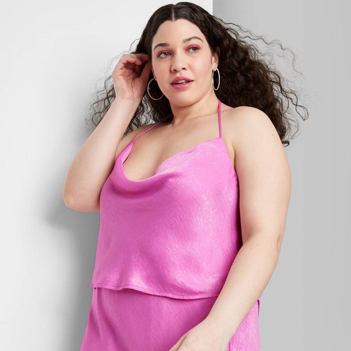 Women's Plus Size Sleeveless Satin Scarf Top - Wild Fable Vibrant Purple