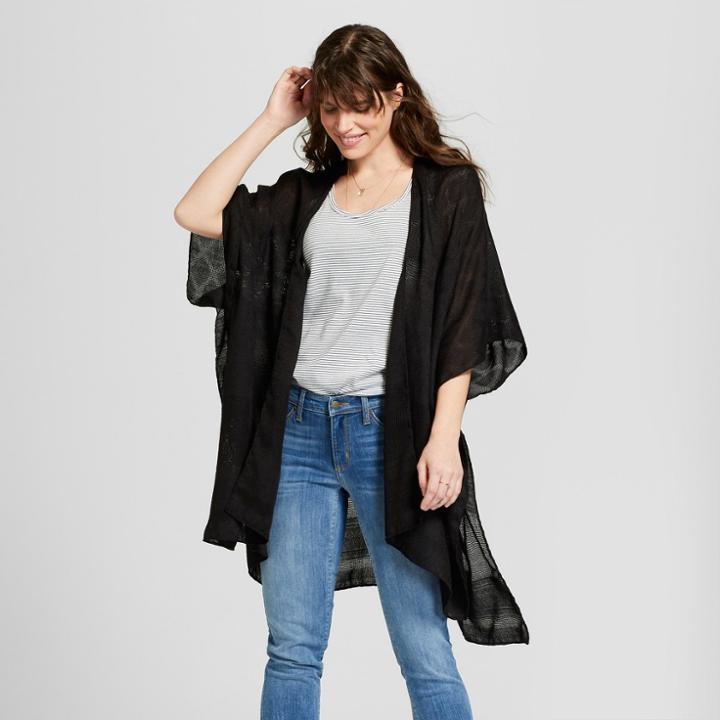 Women's Ruana Kimono Jackets - Universal Thread Black