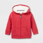 Toddler Boys' Sherpa Lined Fleece Hooded Zip-up Jacket - Cat & Jack Red