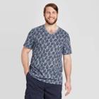 Men's Tall Leaf Print Standard Fit Short Sleeve Novelty V-neck T-shirt - Goodfellow & Co Dark Blue