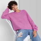 Women's Crewneck Waffle Knit Pullover Sweater - Wild Fable Violet