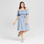 Women's Plus Size Short Sleeve Smocked Dress - Who What Wear Chambray