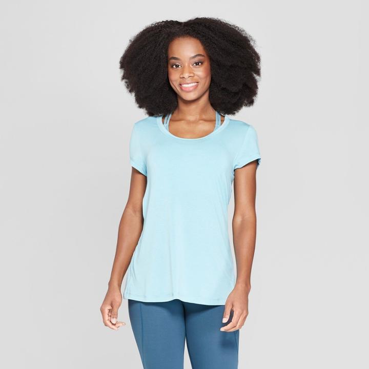 Women's Short Sleeve Draped Back T-shirt - C9 Champion Aqua (blue)