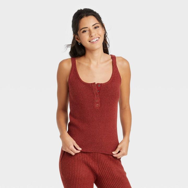 Women's U-neck Sweater Tank - Universal Thread Burgundy