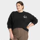 Women's Plus Size Crewneck Slogan Sweater - A New Day Black