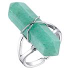 Target Women's Silver Plated Green Aventurine Stone Expandable Ring - Silver,