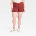 Women's Plus Size High-rise Midi Jean Shorts - Universal Thread Wave Red