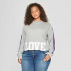 Women's Plus Size Love Athletic Stripe Graphic Sweatshirt - Modern Lux (juniors') Heather Gray