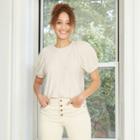 Women's Short Sleeve Crewneck Pullover Sweater - Universal Thread Beige