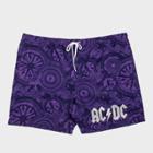 Ac/dc Men's Big & Tall 7 Elastic Waist Printed Swim Shorts - Dark Purple