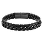 Men's Crucible Interwoven Leather And Curb Chain Bracelet - Black
