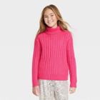 Girls' Ribbed Turtleneck Sweater - Art Class Pink