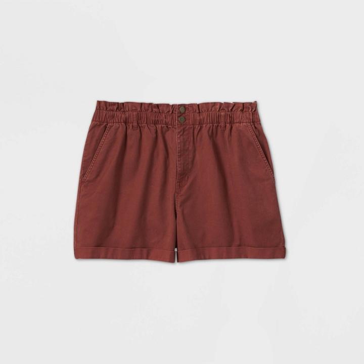 Women's Plus Size High-rise Paperbag Fashion Shorts - Universal Thread Burgundy 1x, Women's,