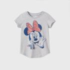 Girls' Disney Minnie Mouse 'free To Be Me' Americana Short Sleeve T-shirt - Gray