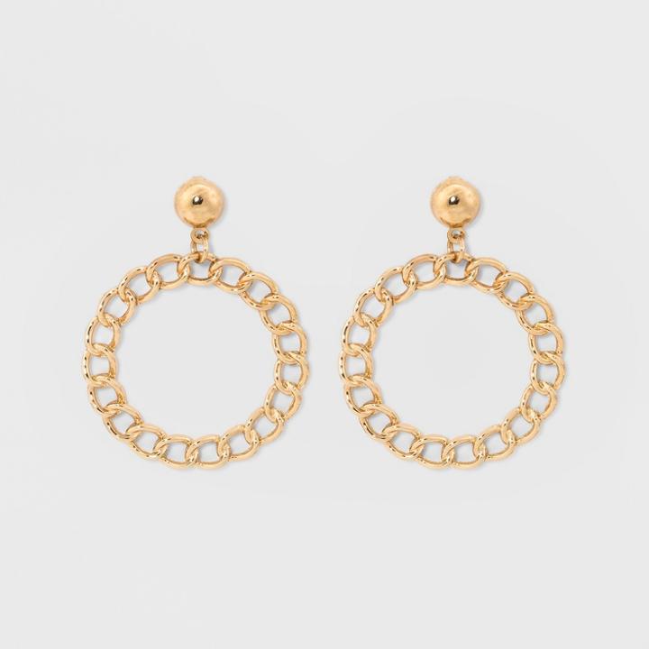Chain Pattern Hoop Earring - Wild Fable Gold