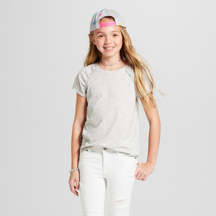 Girls' Short Sleeve Knit Top - Cat & Jack Heather Gray