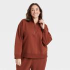 Women's Plus Size Fleece Quarter Zip Sweatshirt - A New Day Dark Brown