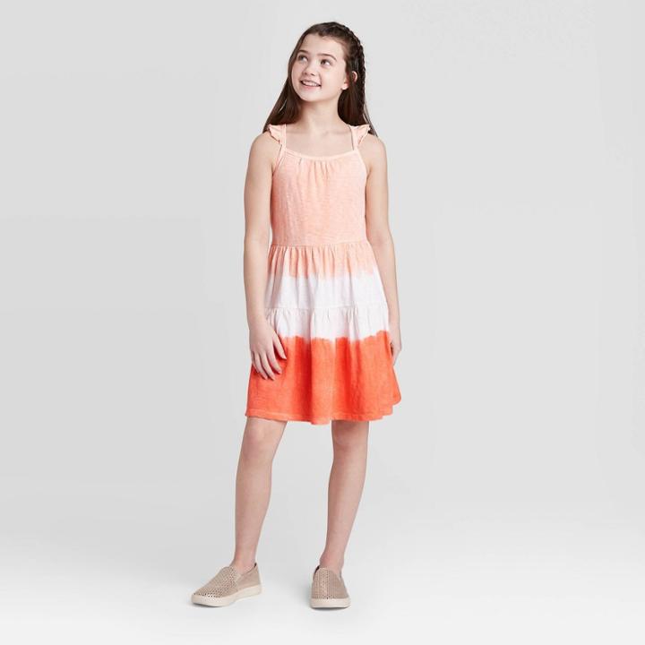 Girls' Dip Dye Dress - Cat & Jack Orange/peach