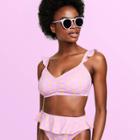 Women's Flutter Strap Heart Print Bralette Bikini Top - Stoney Clover Lane X Target Lavender/orange D/dd Cup