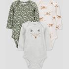 Carter's Just One You Baby Girls' 3pk Heather Fox Bodysuit - Newborn, Grey