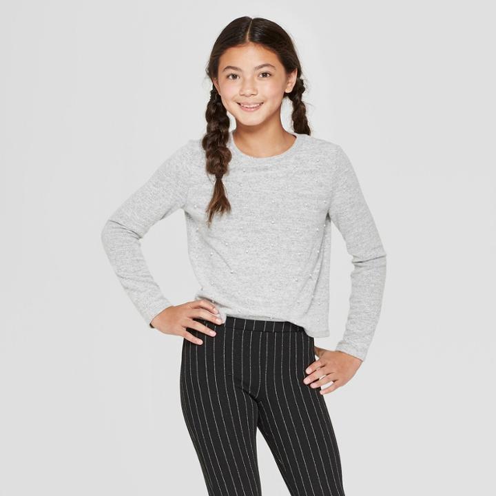 Girls' Cozy Long Sleeve Pearl T-shirt - Art Class