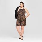 Women's Plus Size Printed Halter Romper - A New Day Black