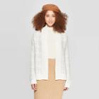 Women's Long Sleeve Ribbed Cuff Tweed Cardigan - A New Day Cream S, Women's, Size: