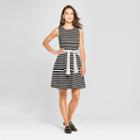 Women's Striped Sleeveless Fit & Flare Ponte Dress - A New Day Black/white