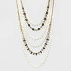 Pearl And Crystal Statement Necklace - A New Day White, Women's, Gold