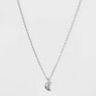No Brand Silver Plated Moon Crystal Pendant Necklace - Silver Gray, Women's