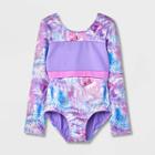 Girls' Rhinestone Tie-dye Long Sleeve Leotard - Cat & Jack Purple