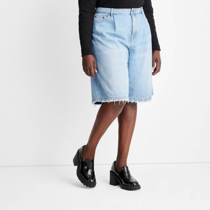 Women's Bermuda Denim Shorts - Future Collective With Gabriella Karefa-johnson Medium Wash