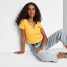 Women's Short Sleeve Notch Front Baby T-shirt - Wild Fable Yellow