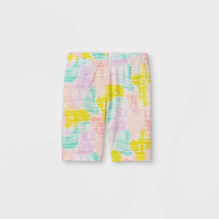 Girls' Mid-length Tie-dye Bike Shorts - Cat & Jack White