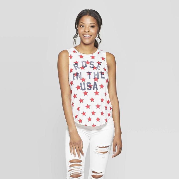 Women's Rose In The Usa Graphic Tank Top - Grayson Threads (juniors') - White