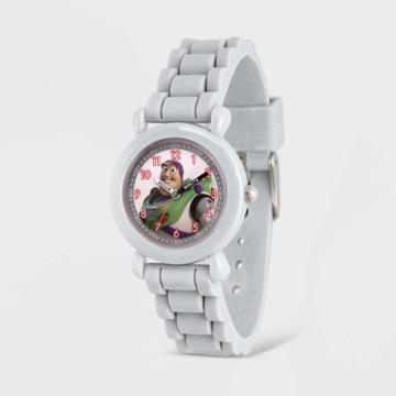 Kids' Disney Toy Story 4 Buzz Lightyear Plastic Time Teacher Silicone Strap Watch - Gray