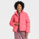 Women's Short Matte Puffer Jacket - A New Day Pink