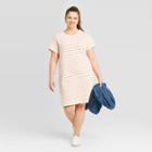 Women's Plus Size Striped Short Sleeve T-shirt Dress - Universal Thread Brown 1x, Women's,