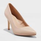 Women's Gemma Wide Width Faux Leather Pointed Toe Heeled Pumps - A New Day Tan 6w,