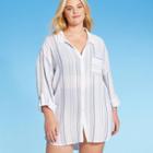 Women's Plus Size Button-up Cover Up Shirtdress - Kona Sol White