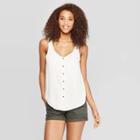 Women's Scoop Neck Button Front Knit Woven Tank Top - Universal Thread White