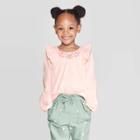 Oshkosh B'gosh Toddler Girls' Ruffle Long Sleeve Blouse - Peach 2t, Toddler Girl's, Pink