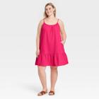 Women's Plus Size Sleeveless Tiered Gauze Dress - Universal Thread Pink